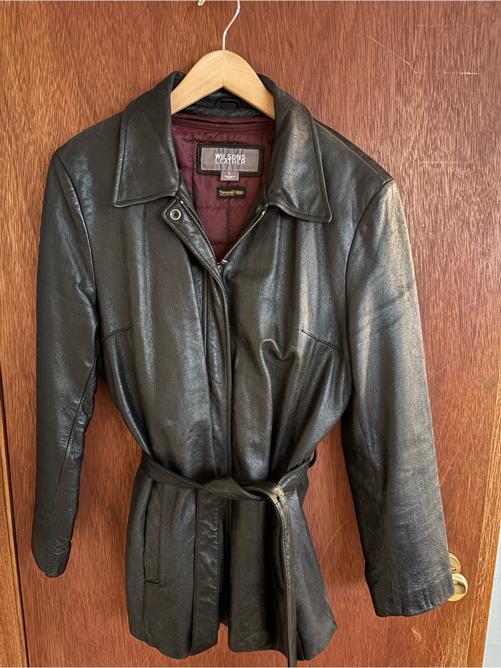 Wilsons Leather Women's Black Belted Leather Jacket